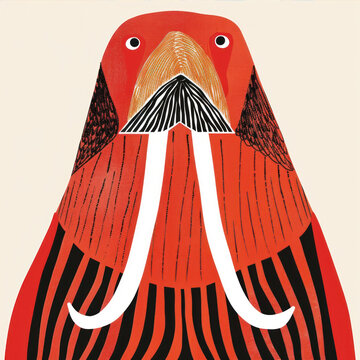 Stylized walrus. Illustration in minimalistic style

