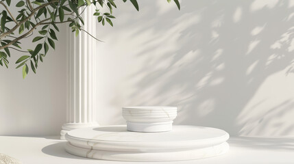 Fototapeta na wymiar roman luxury greek white ancient, display product, Podium platform 
