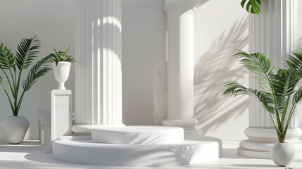 roman luxury greek white ancient, display product, Podium platform 