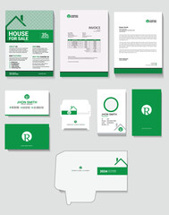 Classic green stationery template design. Documentation for business. Creative template design