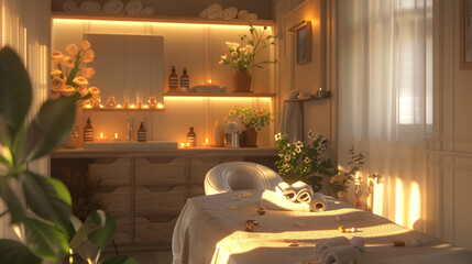 massage therapy room in a beauty salon