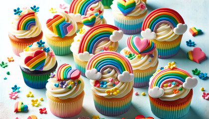 Whimsical Rainbow Cupcakes Celebrating Love and Equality