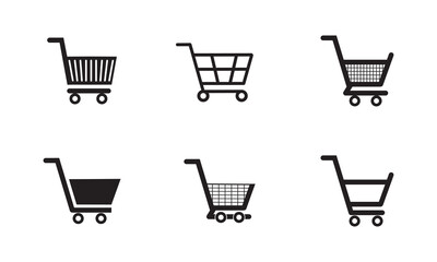 Shopping cart icon set. Collection of web icons for online shops, from various cart icons in various shapes.