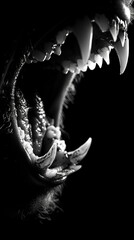 Menacing Animal Teeth in Dramatic Black and White