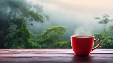 coffee cup placed on a wooden table
