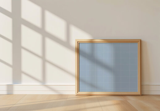 Wooden Picture Frame With Sun Rays Overlay And Generative ai