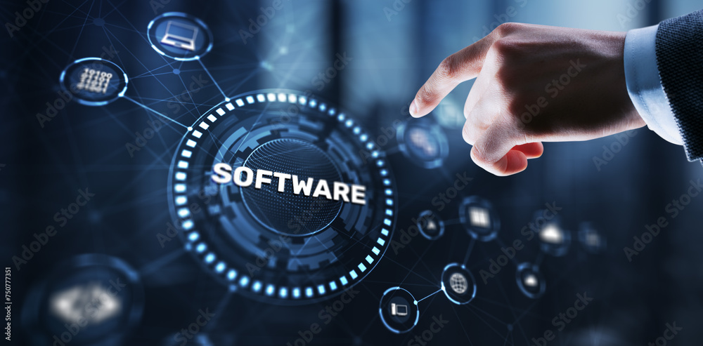 Wall mural software development. internet network technology concept