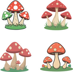 Mushrooms vector art illustration 