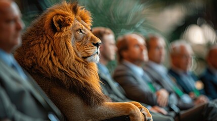 wild and join us for an educational leadership conference like no other, where the lion reigns as a symbol of strength, wisdom, and leadership - obrazy, fototapety, plakaty