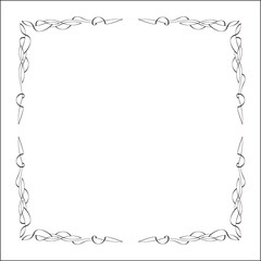Elegant black and white ornamental frame, decorative border, corners for greeting cards, banners, business cards, invitations, menus. Isolated vector illustration.	