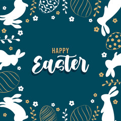 Cute hand drawn easter eggs and bunnies , fun garland, great for textiles, banners, wallpapers, easter cards and wrapping - vector design