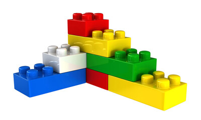 Plastic building blocks  isolated on white background