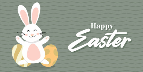 Obraz na płótnie Canvas Funny Easter bunny , great for happy easter banners, wallpapers, easter cards and wrapping - vector design 