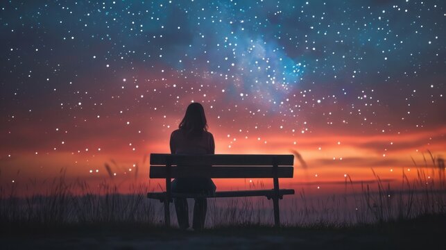 Secure Evenings in Romantic Quantum Cryptography. Surreal Journey into the Cosmos. Amidst the Vast Expanse of the Night Sky, a Woman Stands Alone
