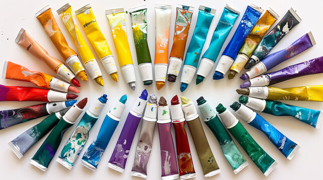 a group of tubes of paint