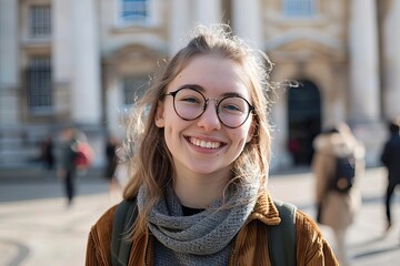 University student with a bright smile Exuding confidence and optimism about future academic and career prospects - obrazy, fototapety, plakaty