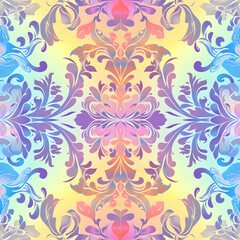 Fototapeta premium Seamless texture and background of Art Nouveau Colorful Brightness Colors Vibrant Pastel Power Gradient. Neural network generated image. Not based on any actual scene or pattern.