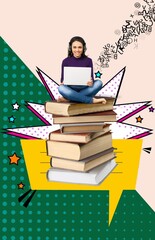 Photo collage of reading book and letters