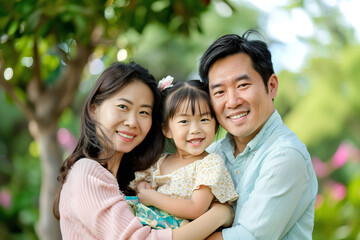 Asian family portrait with joyful and happiness at home own residence.