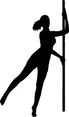 Pole Dancer Black Vector silhouette