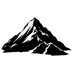 Mountain silhouette vector icon. Rocky peaks. Mountains ranges. Black and white mountain icon vector for logo