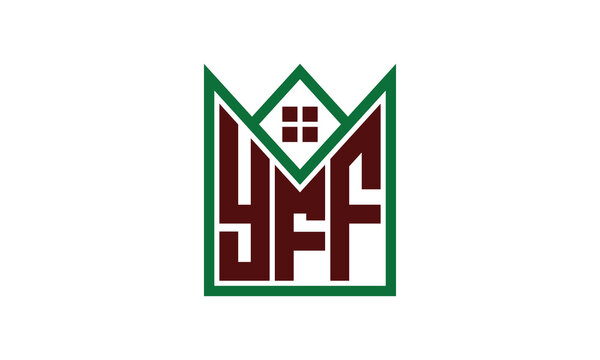 YFF initial letter real estate builders logo design vector. construction, housing, home marker, property, building, apartment, flat, compartment, business, corporate, house rent, rental, commercial
