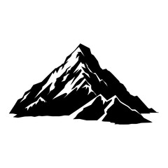 Mountain silhouette vector icon. Rocky peaks. Mountains ranges. Black and white mountain icon vector for logo