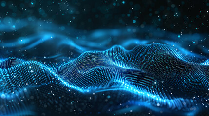 The Technology Concept, of a Digital blue waves, big data and technology concept, generative ai