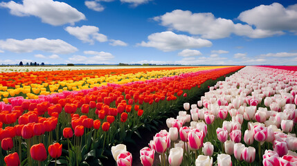 A vector representation of a tulip field in the Netherlands.