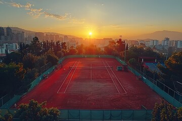 Outdoor clay tennis court
