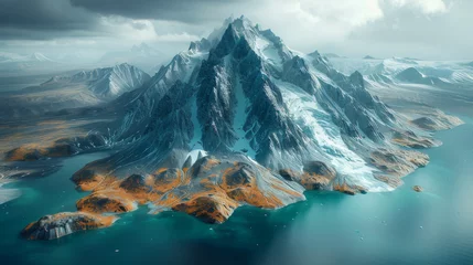Poster Aerial view of a mountain with a rock glacier near haines junction, yukon, canada. © Matthew
