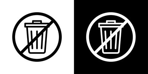 No Trash Line Icon on White Background for web.