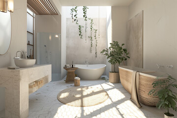Calm and Elegant: Serene Bathroom Ambiance Mockup