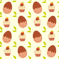 Easter Eggs seamless pattern. Happy Easter background for banners, posters, cover design templates, social media stories wallpapers and greeting cards. Cartoon Vector illustration