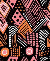 abstract tribal, linocut, valentines mud cloth, valentines day themed сreated with Generative Ai