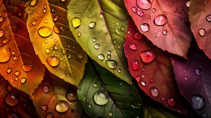 Water drops on leaves