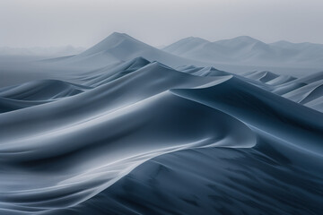 Misty Desert. Surreal landscape. Background image. Created with Generative AI technology.