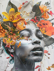 Colorful Cosmic Graffiti Floral Collage by Carly Pessal