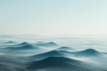 Fototapeta na wymiar Misty Mountains. Surreal landscape. Background image. Created with Generative AI technology.