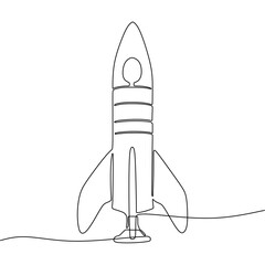 Single continous line art of rocket