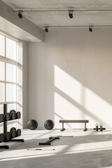 Contemporary Fitness Studio Mockup: Minimalist Workout Zones