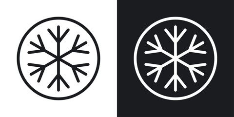 Snowflake Icon Designed in a Line Style on White background.