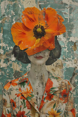 Floral Girl with Orange Flower: Serene Portrait in Natural Setting