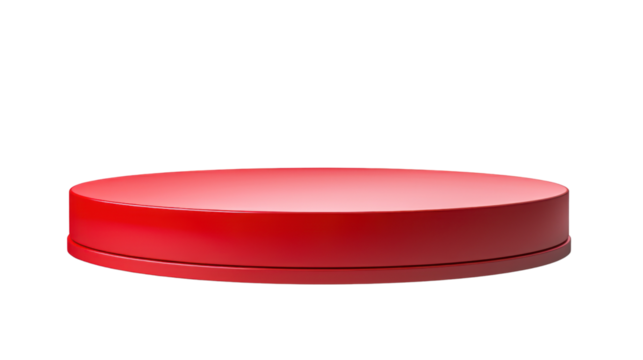 red podium for product isolated on transparent and white background.PNG image.	