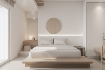 Fototapeta na wymiar Modern Hotel Room Mockup with Minimalist Furniture