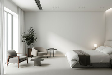 Contemporary Hotel Stay: Mockup with Minimalist Furniture