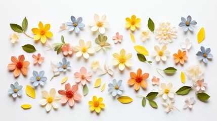 Assorted Paper Flowers on White Surface