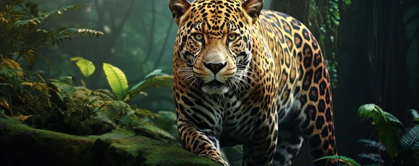 Poster jaguar in the amazonian forest © Влада Яковенко