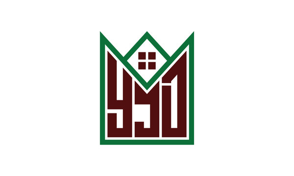 YJD initial letter real estate builders logo design vector. construction, housing, home marker, property, building, apartment, flat, compartment, business, corporate, house rent, rental, commercial
