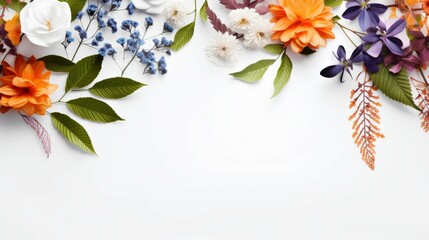 Colorful Flowers Group on White Background